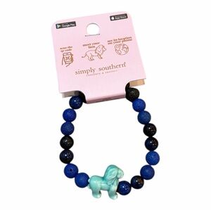 Simply Southern Blue & Black Lava Beads with Blue Lion Tracker Bracelet
